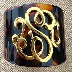 Tortoiseshell Gold "S" Initial Monogramed Bracelet